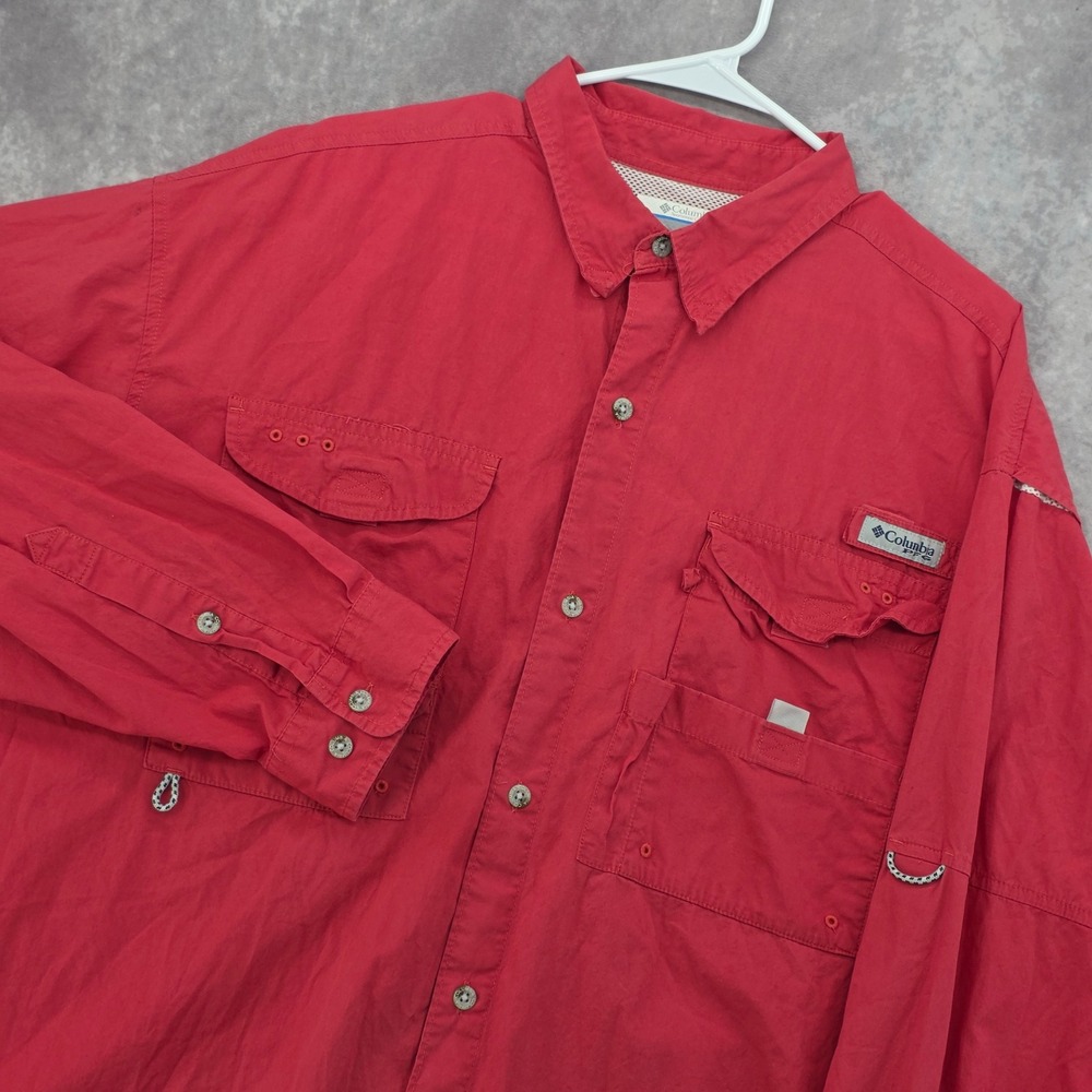 Columbia PFG Long Sleeve Fishing Shirt Mens XL Red Vented Button Down Outdoors